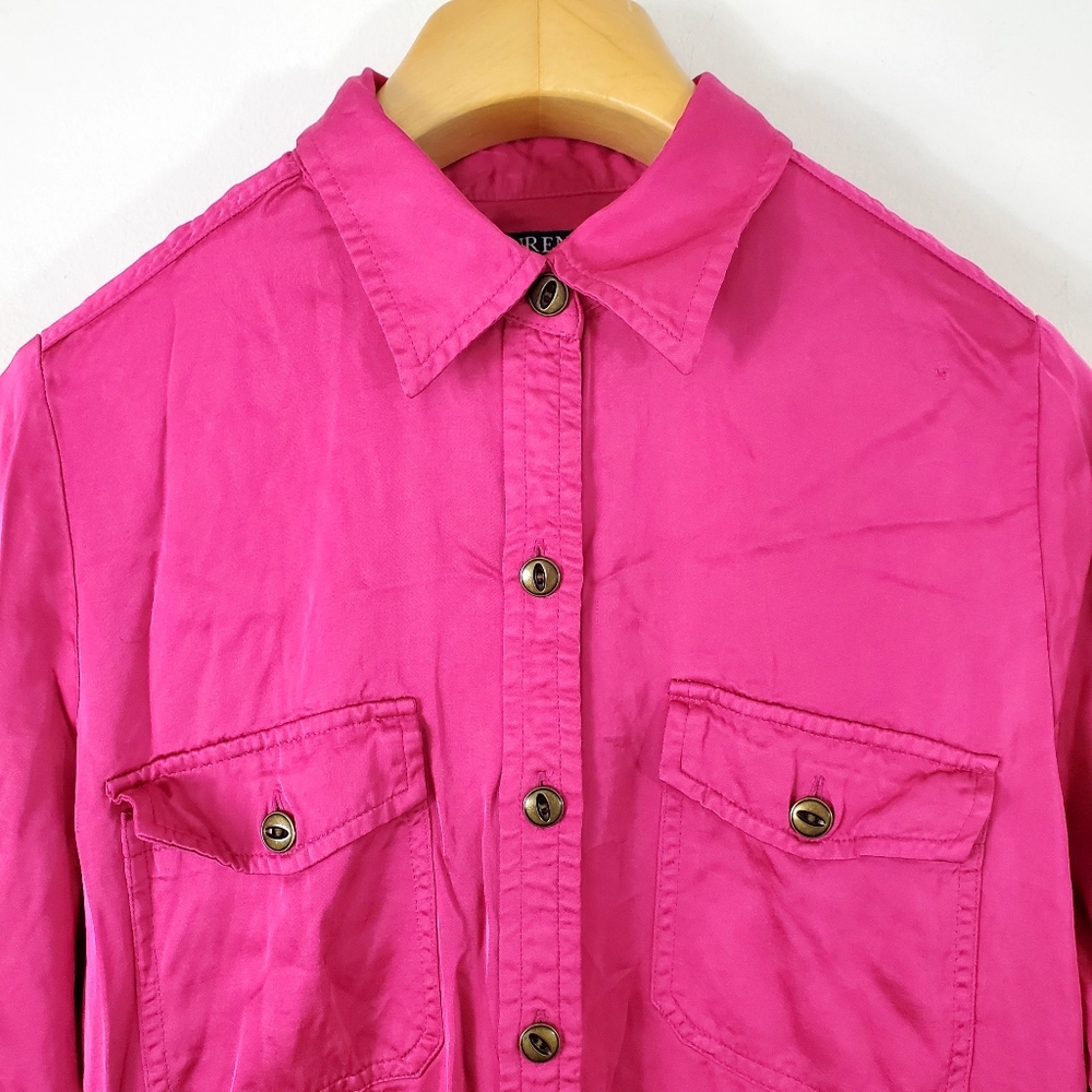 Vintage  Lauren Ralph Lauren Magenta Pink Shirt Dress - Picture 6 of 11